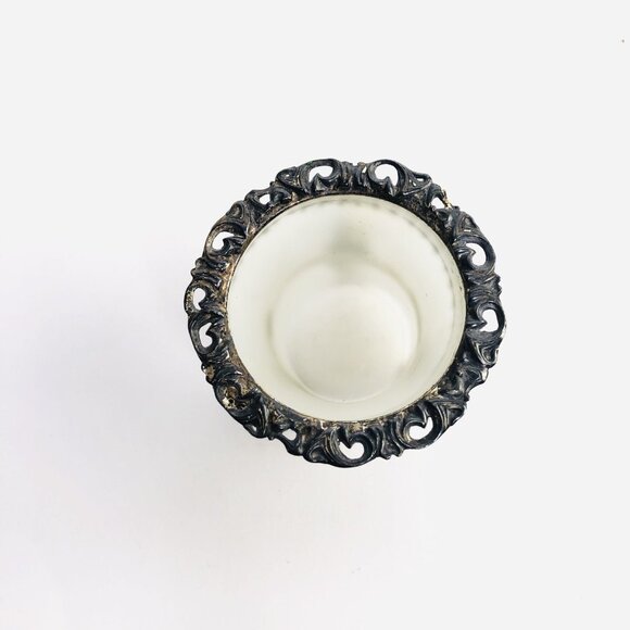 VTG Ormolu Ornate Cherubs Holding Opaline Bowl Small Flower Vase Candle Holder - Picture 8 of 12